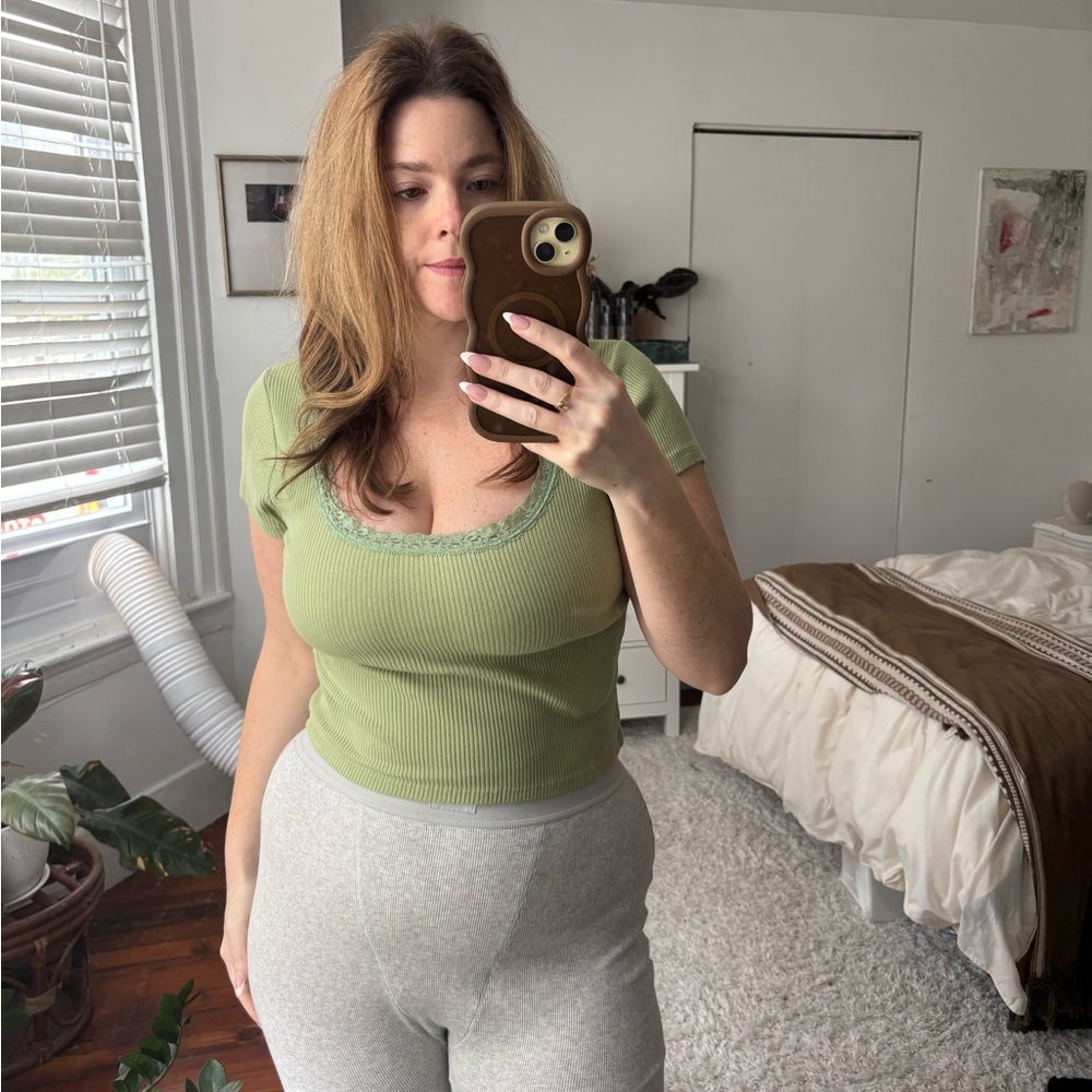 Cotton On Olive Lace Detail Top